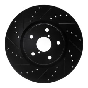 Subaru Tribeca Brake Rotor (1) - Front Left - R1 Concepts - Drilled & Slotted - Black - `06-`21